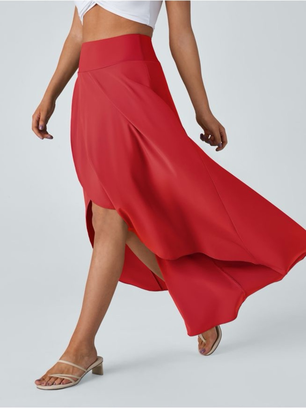 HALARA Breezeful Red High-Low Flow Skirt